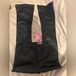 Brand new black leather flare pants